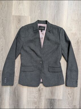 Banana Republic Blazer Womens Size 2 Gray Tailored One Button Career Stretch Jac